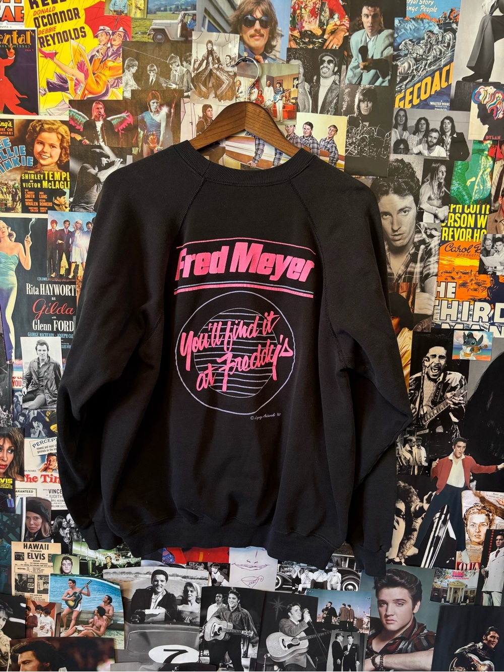 Hanes Black Sweatshirt with Pink Fred Meyer Graphic